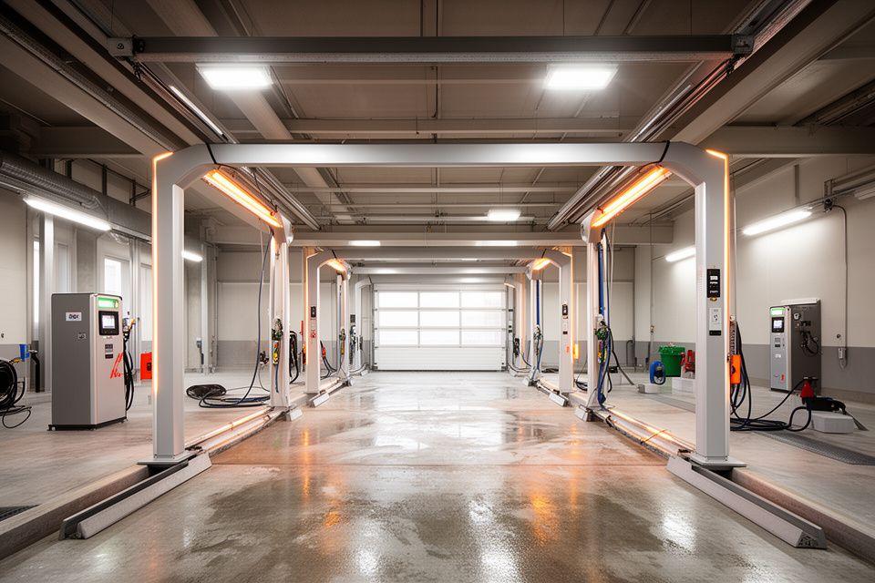 Baie di lavaggio automatico e manuale moderne con sistemi professionali e pavimento asciutto a Wasserkraft